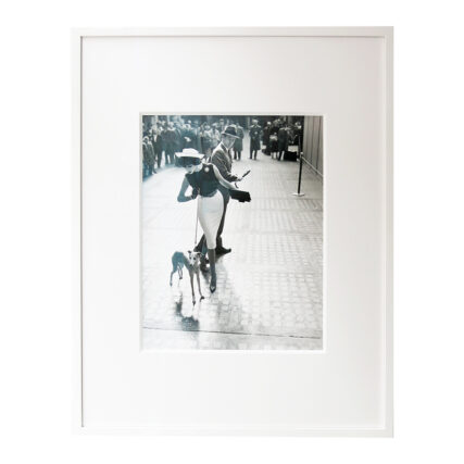 ‘Simone with Whippet, Penn Station’ by William Helburn b. 1924 d. 2020 Gelatin Silver Print, 1960. Edition 7 of 50. Frame Size 25 x 31 inches.