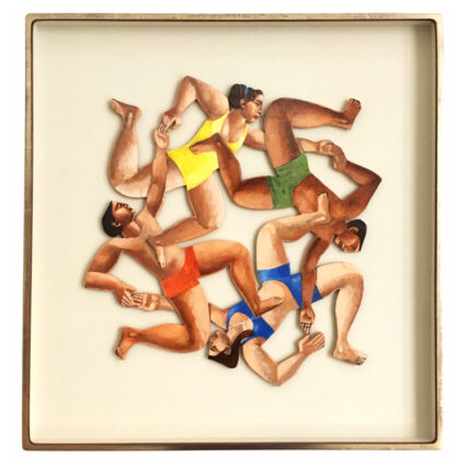 ‘Four Seasons’ by Tim Carroll b. 1959 Wallasey, Merseyside Acrylic Paint on MDF cutout Overall Frame Size: 20 ⅛ x 20 ¾ inches