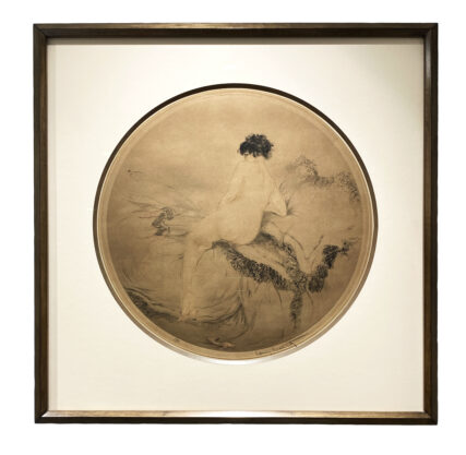 Nude Untitled by Louis Icart b. 1880 France d. 1920 Paris Charcoal on Paper. Frame Size 23.5 x 23.5 inches.
