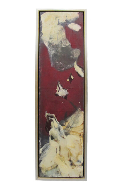 'Untitled (Red)' by David Geiser b. June 18th, 1948 Rochester, NY Oil and Mixed Media on Wood Panel. Overall Frame 21.25 x 79.25 x 3.5 inches.