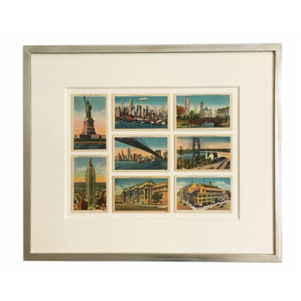 Vintage NYC Postcards Island Matting Frame Size 24.5 x 20.5 inches.